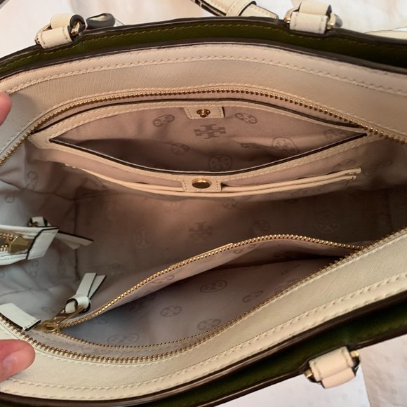 Tory Burch Robinson Multi-Stripe Small Zip Tote Bag, Ivory - Picture 7 of 10